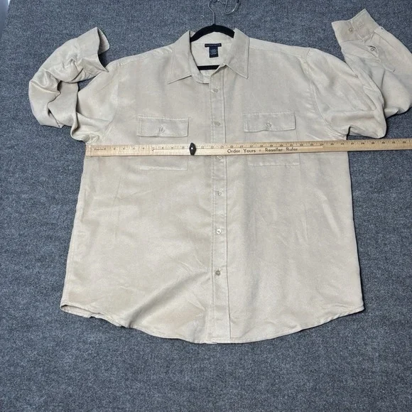 Knightsbridge Men's Satin Button Up Shirt XL Champagne Two Pocket Long Sleeve - Picture 5 of 15